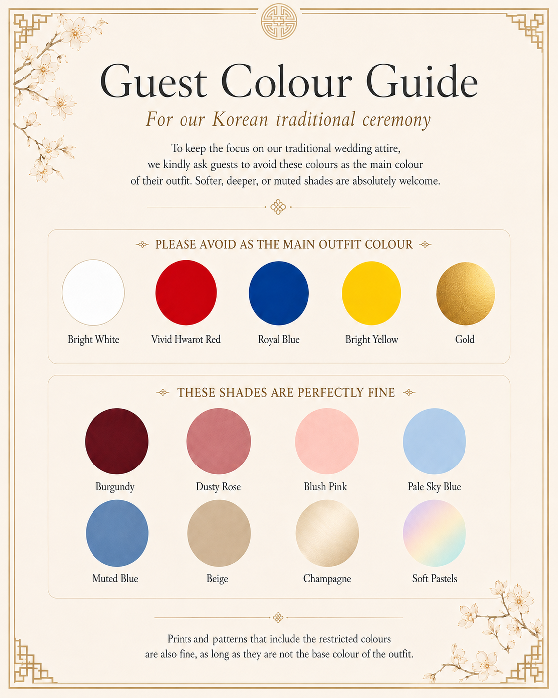 Guest colour guide